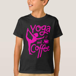 Camiseta Ioga e Café Exercício Matinal Consciente Relaxamen