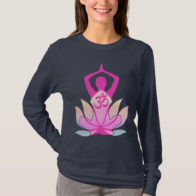 Camiseta Ioga espiritual da flor de OM Namaste Lotus no (Frente)