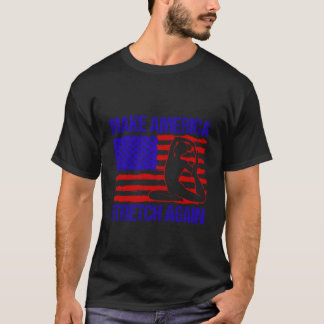 Camiseta Ioga Faça América Esticar Novamente Ioga Divertido