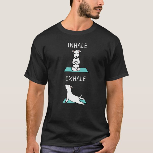 Camiseta Ioga Inalar Cão Branco Exalado (Frente)