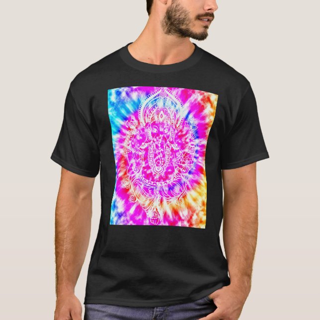 Camiseta Ioga Namaste Lua Tie Die Buda Ganesh (Frente)