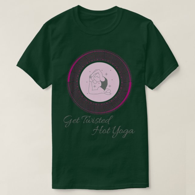 Camiseta Ioga quente com torção 1 (Frente do Design)