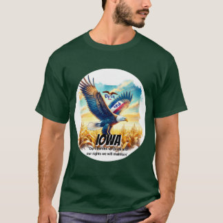 Camiseta Iowa Espírito Elevado da Águia Careca Animal do Es