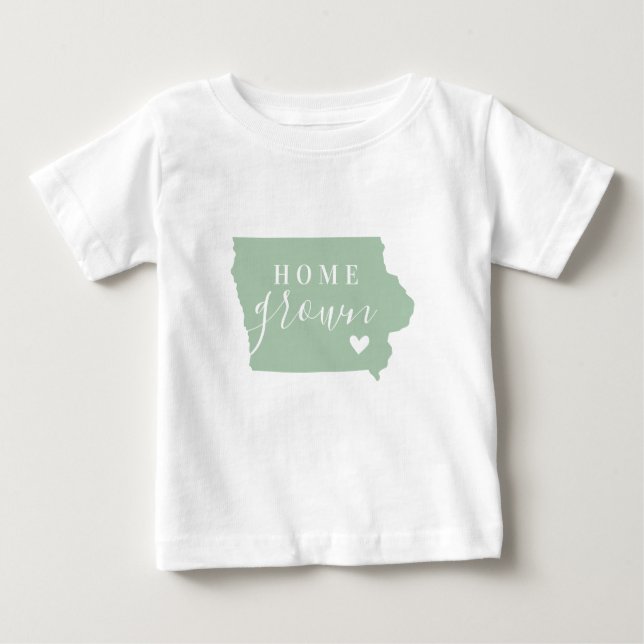 Camiseta Iowa Home Grown | Mapa de Estado de Cores Editávei (Frente)
