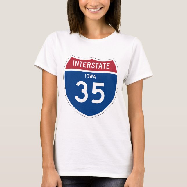 Camiseta Iowa IA I-35 Interstate Highway Shield - (Frente)