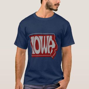 Camiseta Iowa Marrom e Cinza Arte de Tipografia do Estado T