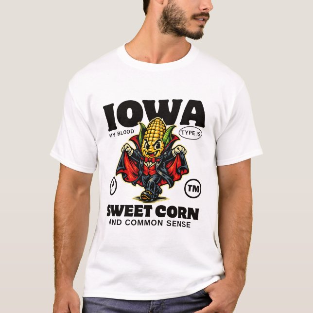 Camiseta Iowa: meu tipo sanguíneo  (Frente)