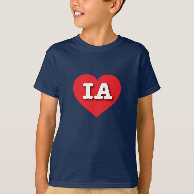 Camiseta Iowa Red Heart - Eu amo IA (Frente)
