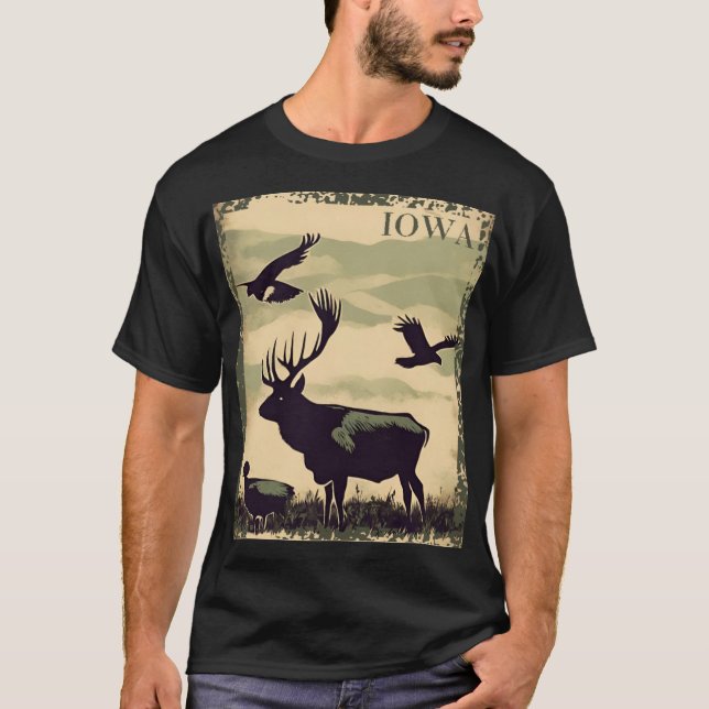 Camiseta Iowa Rustic Style Vintage Poster (Frente)