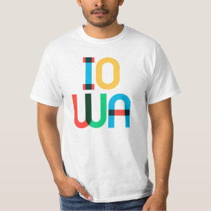 Camiseta Iowa Vintage Retro Pop Art 80s Cores Primárias