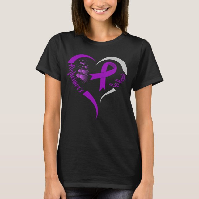Camiseta ir ao coração de consciência alzheimers roxo (Frente)