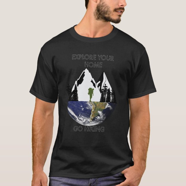 Camiseta Ir caminhando Explore sua casa explore o mundo Tee (Frente)