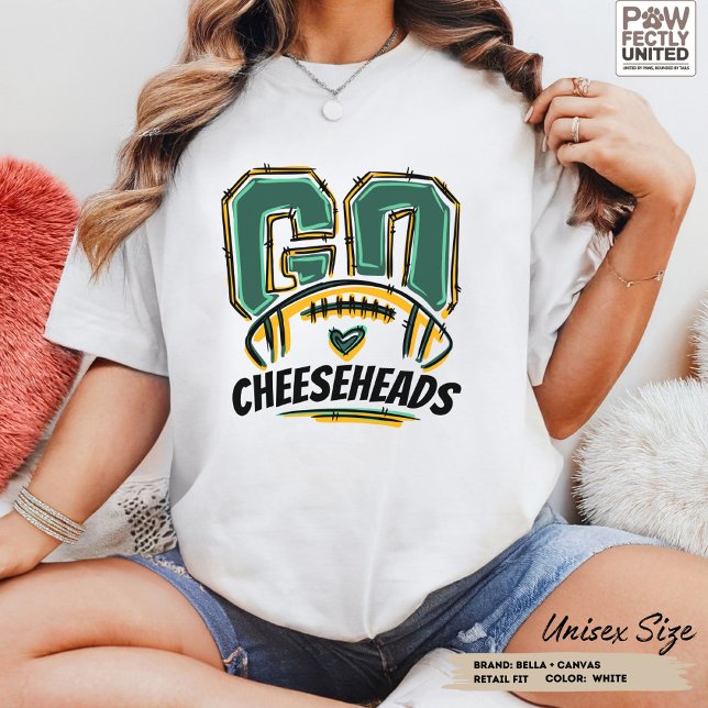 Camiseta Ir Cheesehead Futebol Fan Green Yellow (Football fan t-shirt Yellow Green Bay Cheeseheads custom text and colors gift for football lover fan)