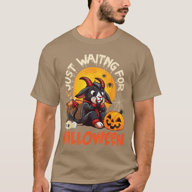 Camiseta Ir com Pumpkin Bats Skull Spider Apenas Esperando  (Frente)