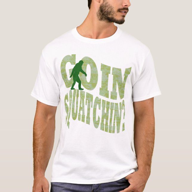 Camiseta Ir para o campo? texto e camo verde (Frente)