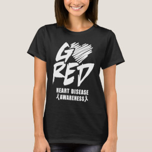 Camiseta Ir para o Coração Vermelho Sensibilização Mês Fita