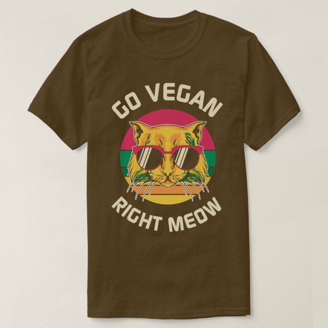 Camiseta Ir para Vegan, miau direito (Frente do Design)