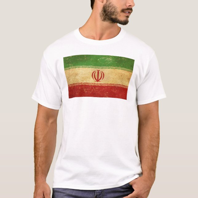 Camiseta Irã: Bandeira Vintage, Design branco masculino (Frente)