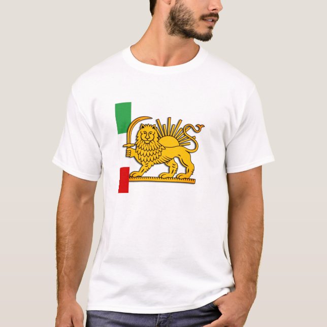 Camiseta Irã, Leão Persa e Bandeira, Xá do Irã (Frente)