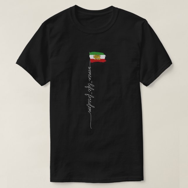 Camiseta Iranian lion sun Flag Female Fist Support Women of (Frente do Design)