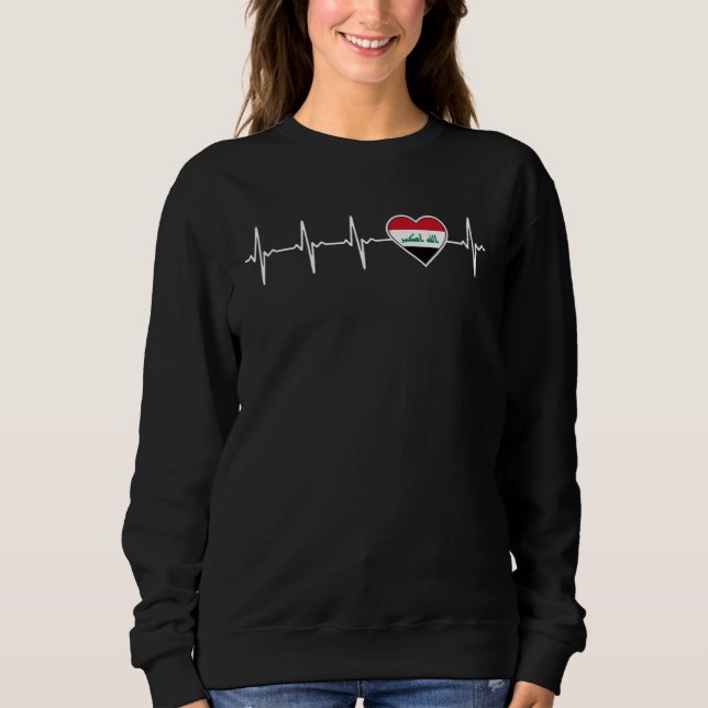 Camiseta Iraq Heartbeat Iraqi Flag and Heart Love Family Co (Frente)