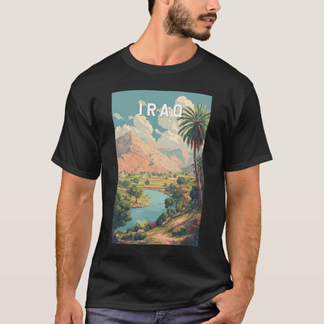 Camiseta Iraq Illustration Travel Art Vintage (Frente)