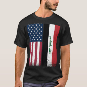 Camiseta Iraque Bandeiras iraquianas americanas orgulhosas 