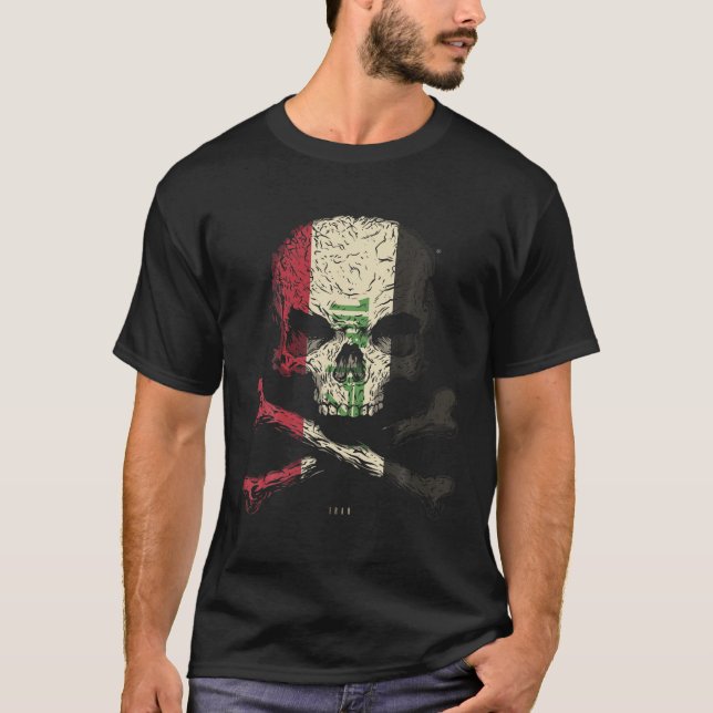 Camiseta Iraque Flag Skull Crossbones (Frente)