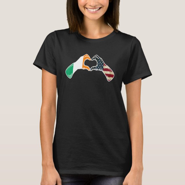 Camiseta Ireland American USA Flag - USA Irish Heart (Frente)