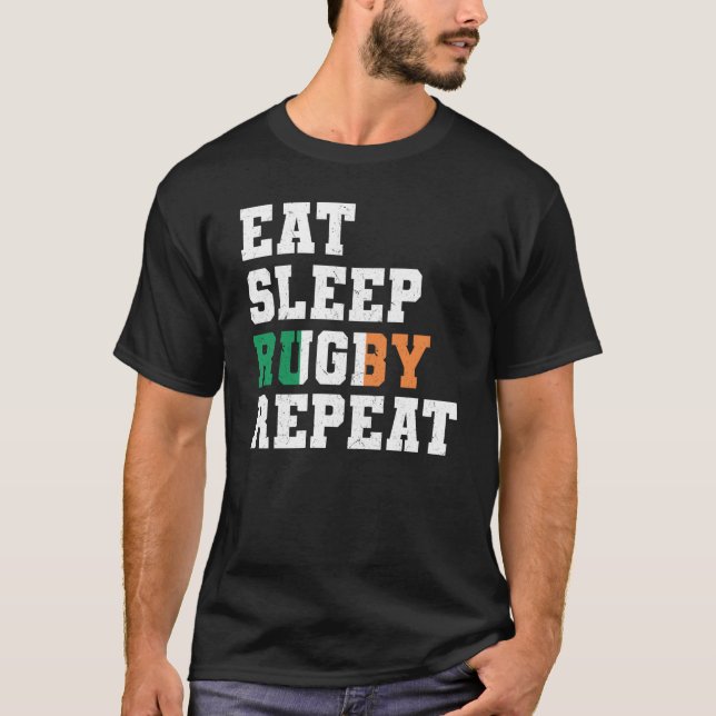 Camiseta Ireland Eat Sleep Rugby Repeat Irish Pride (Frente)