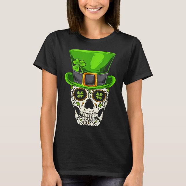 Camiseta Ireland Gift Clover Mexican Irish Skull St Patrick (Frente)