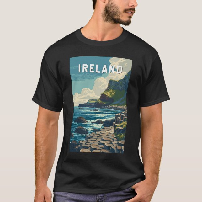 Camiseta Ireland Illustration Travel Art Vintage (Frente)