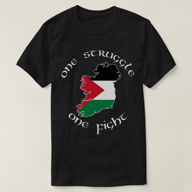 Camiseta Ireland Palestine - One Struggle, One Fight Premiu (Frente do Design)