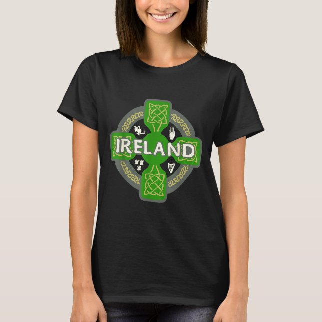 Camiseta Ireland St Patrick Day Celtic Cross Green  (Frente)