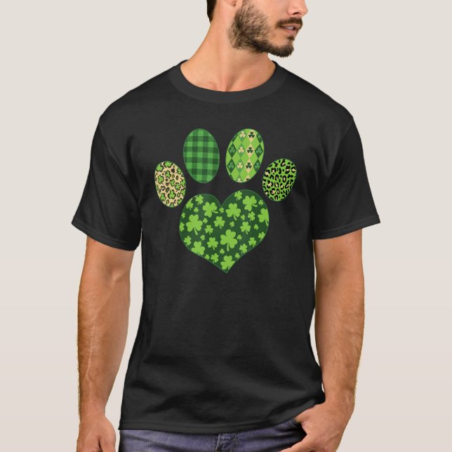 Camiseta Iriish Cute Dog Paw C St Patrick's Day Lucky Shamr (Frente)