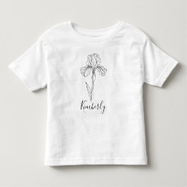 Camiseta Íris de fevereiro personalizada com nome Flor de N