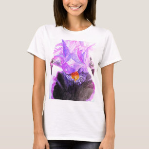 Camiseta Íris Roxa Flor de Aquarela Floral de Aniversário