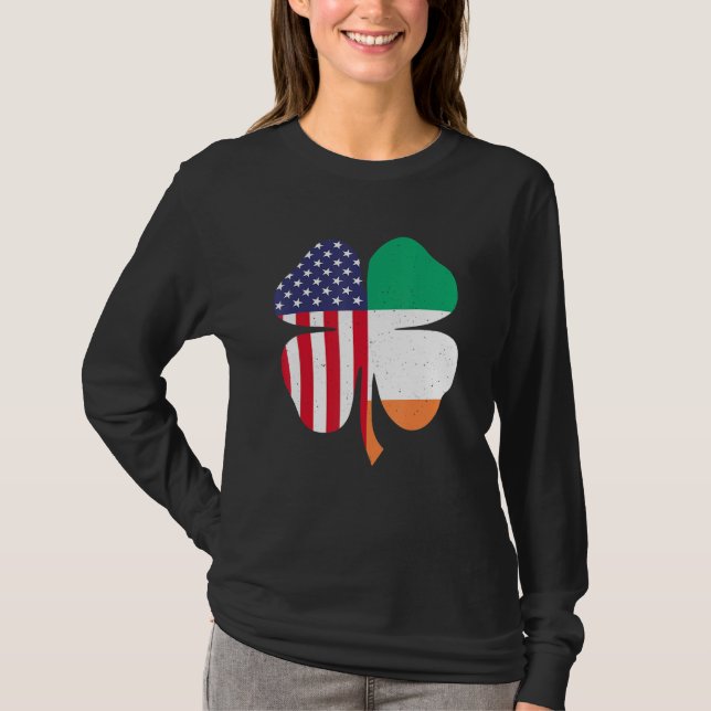 Camiseta Irish American Clover Flag St. Patrick's Day (Frente)