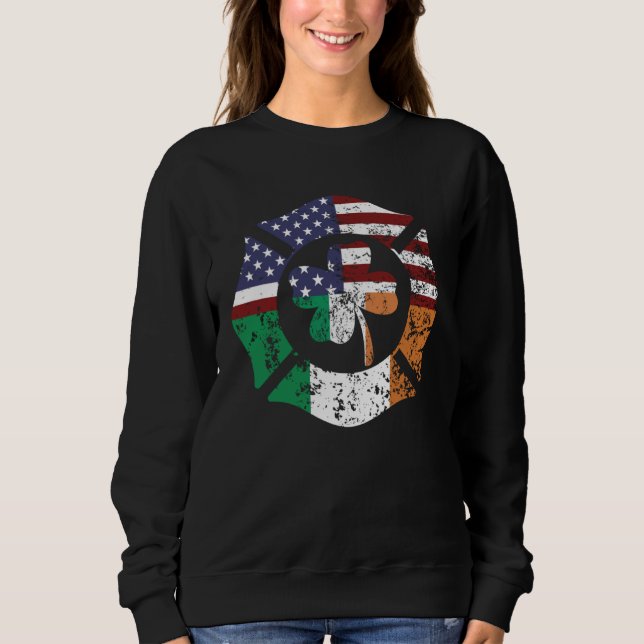 Camiseta Irish American Flag Firefighter St Patricks Day Sh (Frente)