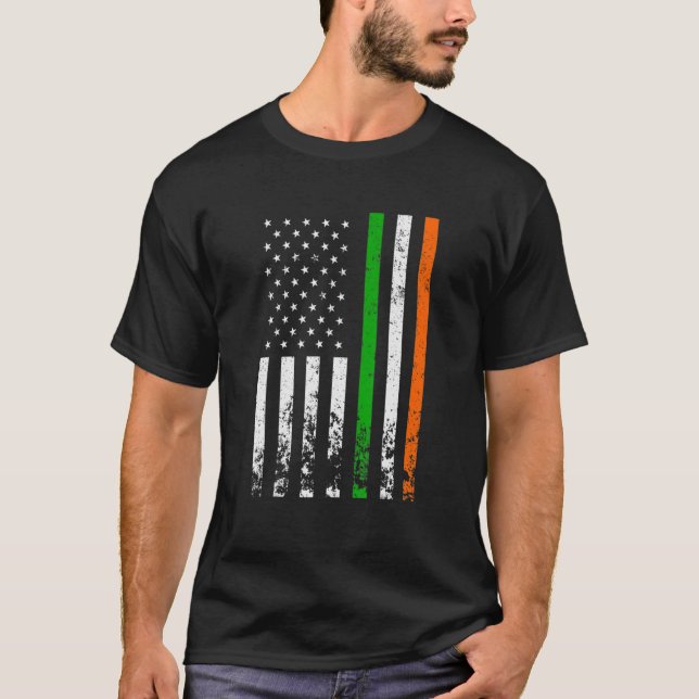 Camiseta Irish American Flag Ireland Flag DIA DE SÃO PATRÍC (Frente)