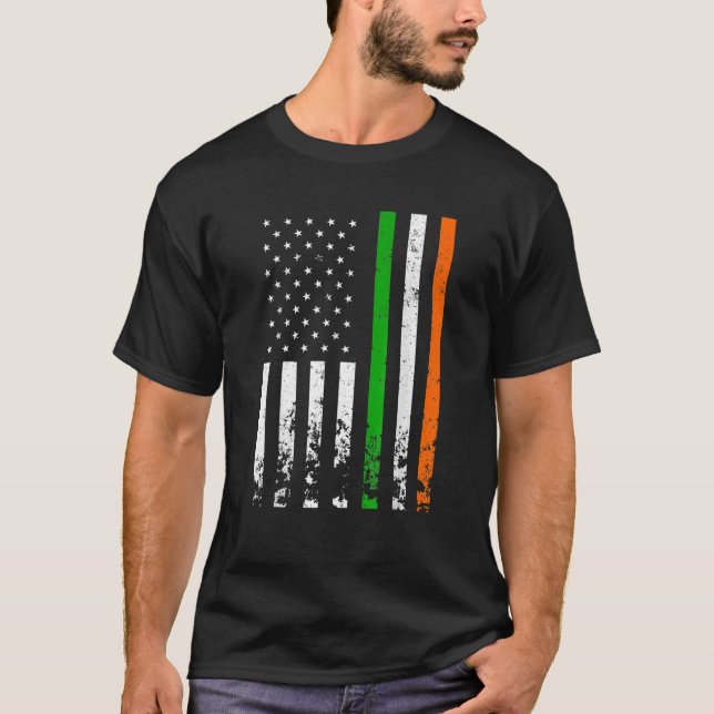 Camiseta Irish American Flag Ireland Flag DIA DE SÃO PATRÍC (Frente)