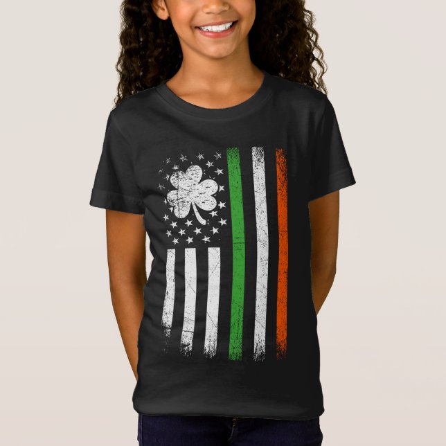 Camiseta Irish American Flag Ireland Shamrock Flag Rua Patr (Frente)