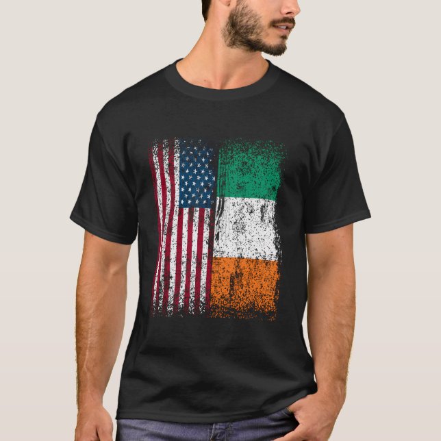 Camiseta Irish American Flag Oferece Nascer Americano Irlan (Frente)