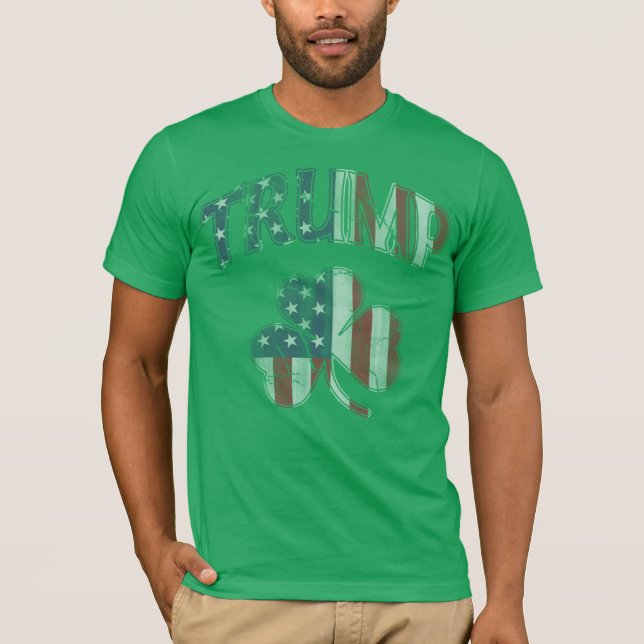 Camiseta Irish American Flag Trump 2016 Shamrock (Frente)