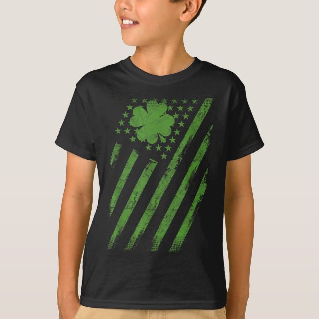 Camiseta Irish American Flag With Shamrock Luck St Patrick' (Frente)
