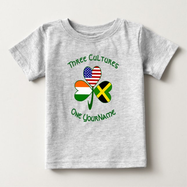 Camiseta Irish American Flags jamaicano sacode seu nome (Frente)