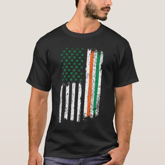 Camiseta Irish American Shamrock FlagUs Paddy St Patricks D (Frente)