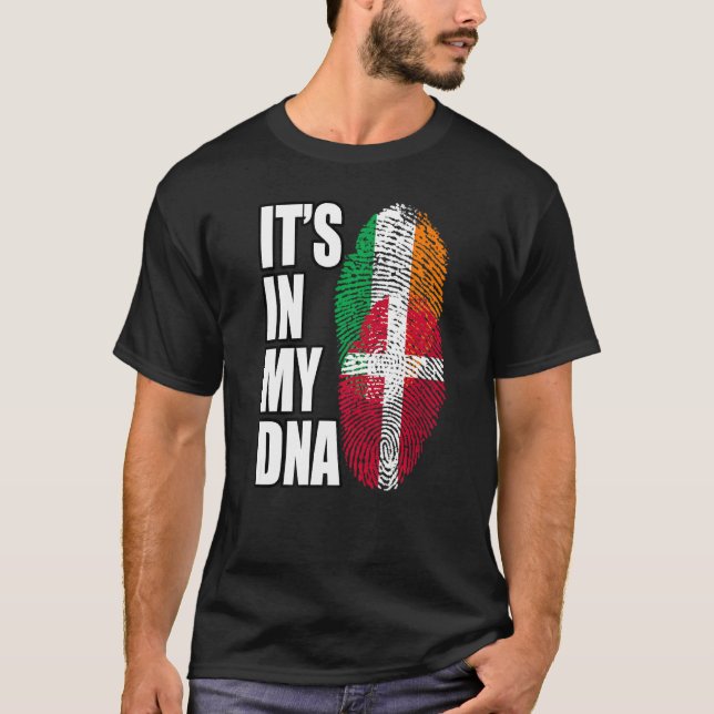 Camiseta Irish And Danish DNA Flag Heritage (Frente)