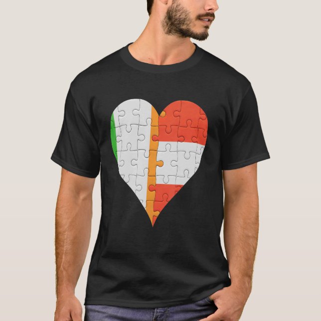 Camiseta Irish Austrian Flag Heart (Frente)