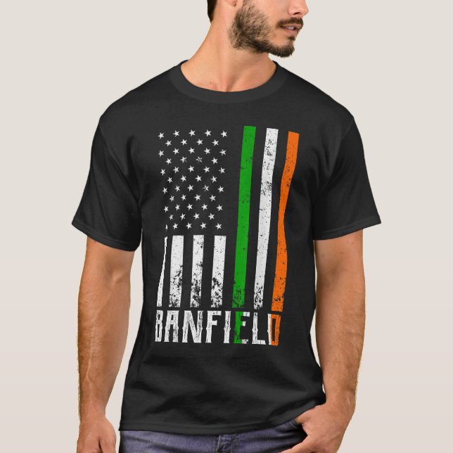 Camiseta Irish BANFIELD Family American Flag Irlanda Flag (Frente)
